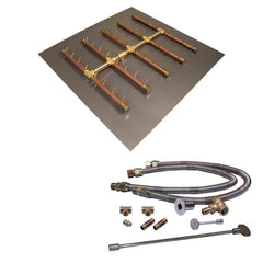 Warming Trends Crossfire Square Tree-Style Gas Fire pit Burner Kit with Square Plate and Dual Flex Line Kit for CFBST400 in white background