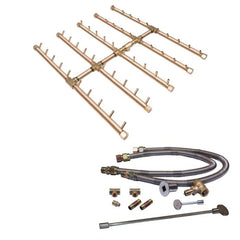 Warming Trends Crossfire Square Tree-Style Gas Fire pit Burner Kit with Square Flat Pan and Dual Flex Line Kit for CFBST500 in white background