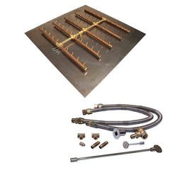 Warming Trends Crossfire Square Tree-Style Gas Fire pit Burner Kit with Square Plate and Dual Flex Line Kit for CFBST500 in white background