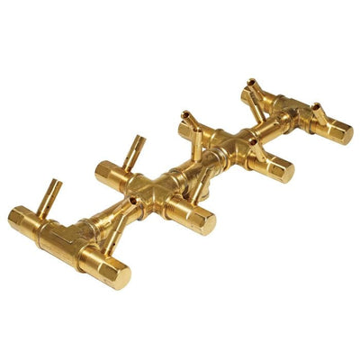 Warming Trends Crossfire Tree-Style Brass Gas Fire Pit Burner CFBT110 in white background