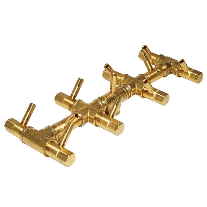 Warming Trends Crossfire Tree-Style Brass Gas Fire Pit Burner CFBT110 in white background