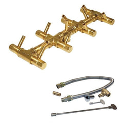 Warming Trends Crossfire Tree-Style Brass Gas Fire Pit Burner Kit CFBT110 with Dual Flex Line Kit in White Background