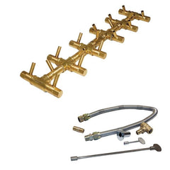 Warming Trends Crossfire Tree-Style Brass Gas Fire Pit Burner Kit CFBT170 with Flex Line Kit in White Background