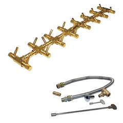 Warming Trends Crossfire Tree-Style Brass Gas Fire Pit Burner Kit CFBT230 with Dual Flex Line Kit in White Background