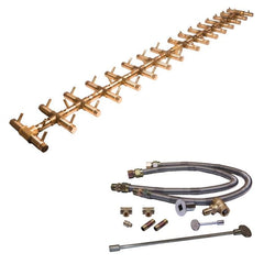 Warming Trends Crossfire Tree-Style Brass Gas Fire Pit Burner Kit CFBT470 with Dual Flex Line Kit in White Background