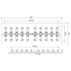 Warming Trends 50-inch Crossfire Double Tree-Style Specifications with Drawing