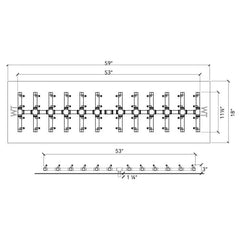 Warming Trends 59-inch Crossfire Double Tree-Style Specifications with Drawing