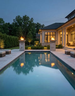 Warming Trends AON GFRC Architectural Aura Bowl Concrete Vessels w/ Crossfire Brass Burner