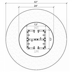 Warming Trends 13-inch Burner with 42x24-inch Table Specification Drawing