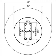 Warming Trends fc60 Crossfire 21.5-Inch Burner 60x36-inch Table Specification Drawing