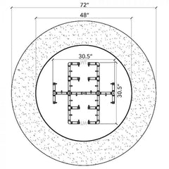 Warming Trends 30.5-inch Burner 72x48-inch Table Specification Drawing