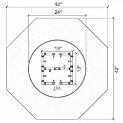 Warming Trends 13-inch Burner 42x24 Table Specification Drawing