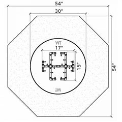 Warming Trends Crossfire fo54 Octagon 17x15-inch Burner 54x30-inch Table Specification Drawing