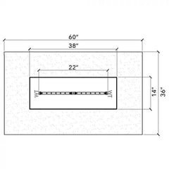Warming Trends Crossfire 22-inch Burner 60x36-inch Table Specification Drawing