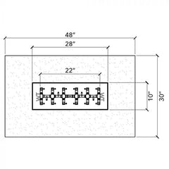 Warming Trends Crossfire 22-inch Burner 48x30-inch Firetable Specification Drawing