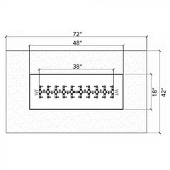 Warming Trends Crossfire 38-inch Burner 72x42-inch Firetable Specification Drawing