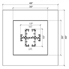 Warming Trends Crossfire 17x15-inch Burner 48x48-inch Firetable Specification Drawing