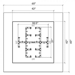 Warming Trends Crossfire 30.5x31-inch Burner 60x60-inch Firetable Specification Drawing