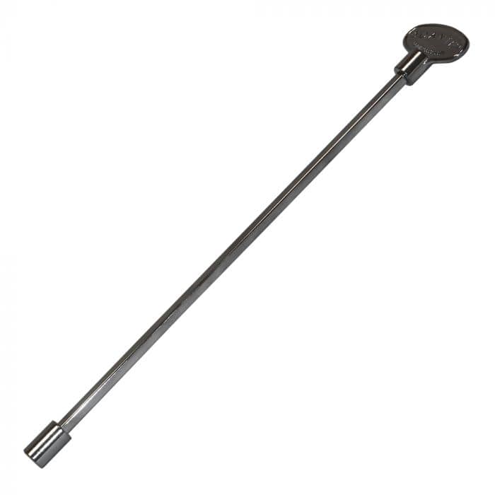 Warming Trends 12-Inch Polished Chrome Key Valve in White Background