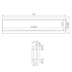 Modern Flames 96-inch Pro Multi-Sided Built-in Landscape Electric Fireplace Specification Drawing