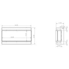 Modern Flames 44-inch Pro Multi-Sided Built-in Landscape Electric Fireplace Specification Drawing