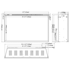 Modern Flames 54" Redstone Traditional Built-In Fireplace Specification Drawing