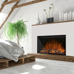 Modern Flames 54-inch Redstone Traditional Built-In Electric Fireplace Install in Room with Red Flames 