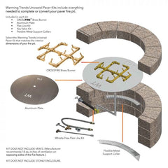 Warming Trends Crossfire Universal Paver Kit Inclusion Chart