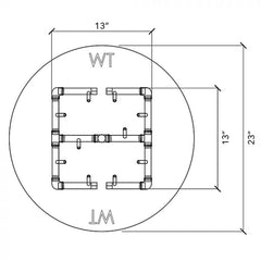 Warming Trends Crossfire Circular Openings 13x13-inch Burner 23-inch Plate Specification Drawing