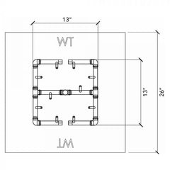 Warming Trends Crossfire Universal Paver Kit 13x13-Inch Burner, 26x26-Inch Square Plate Specification Drawing 