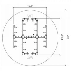 Warming Trends Crossfire Universal Paver Kit 21.5x19.5-Inch Burner, 35-Inch Round Plate Specification Drawing