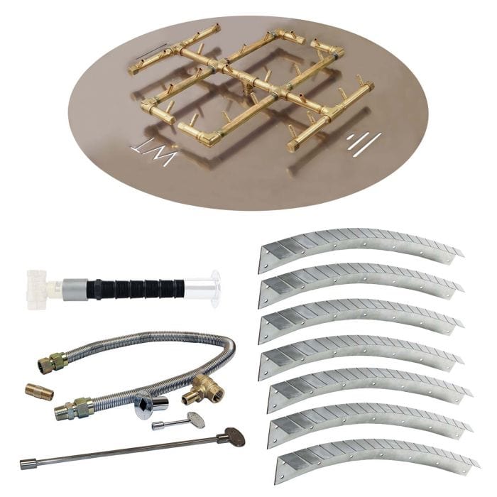 Warming Trends Crossfire Universal Paver Kit with Brass Burner, Round Plate, Flex Line Kit, Key Valve Extension Tube, and  Adjustble Installation Collars for 39-41-Inch Circular or Square Opening