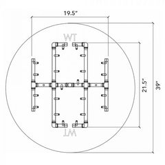 Warming Trends Crossfire Universal Paver Kit 21.5x19.5-Inch Burner, 39-Inch Round Plate Specification Drawing