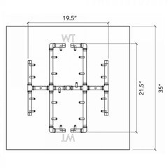 Warming Trends Crossfire Universal Paver Kit 21.5x19.5-Inch Burner, 35x35-Inch Square Plate Specification Drawing