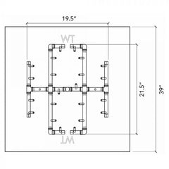 Warming Trends Crossfire Universal Paver Kit 21.5x19.5-Inch Burner, 39x39-Inch Square Plate Specification Drawing 